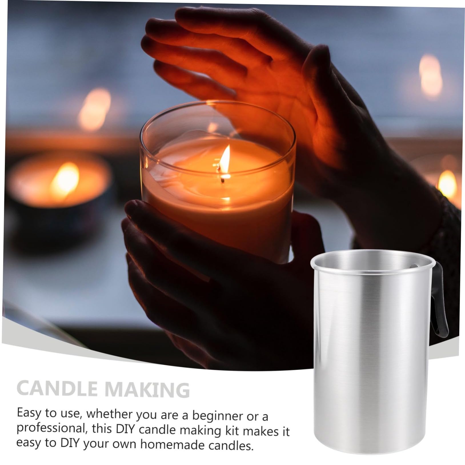 Operitacx Juego de Fabricación de Velas Diy, Crisol de Cera de Acero Inoxidable 3 L, Fácil de Usar para Principiantes y Profesionales en Fiestas y Cumpleaños Color Aleatorio