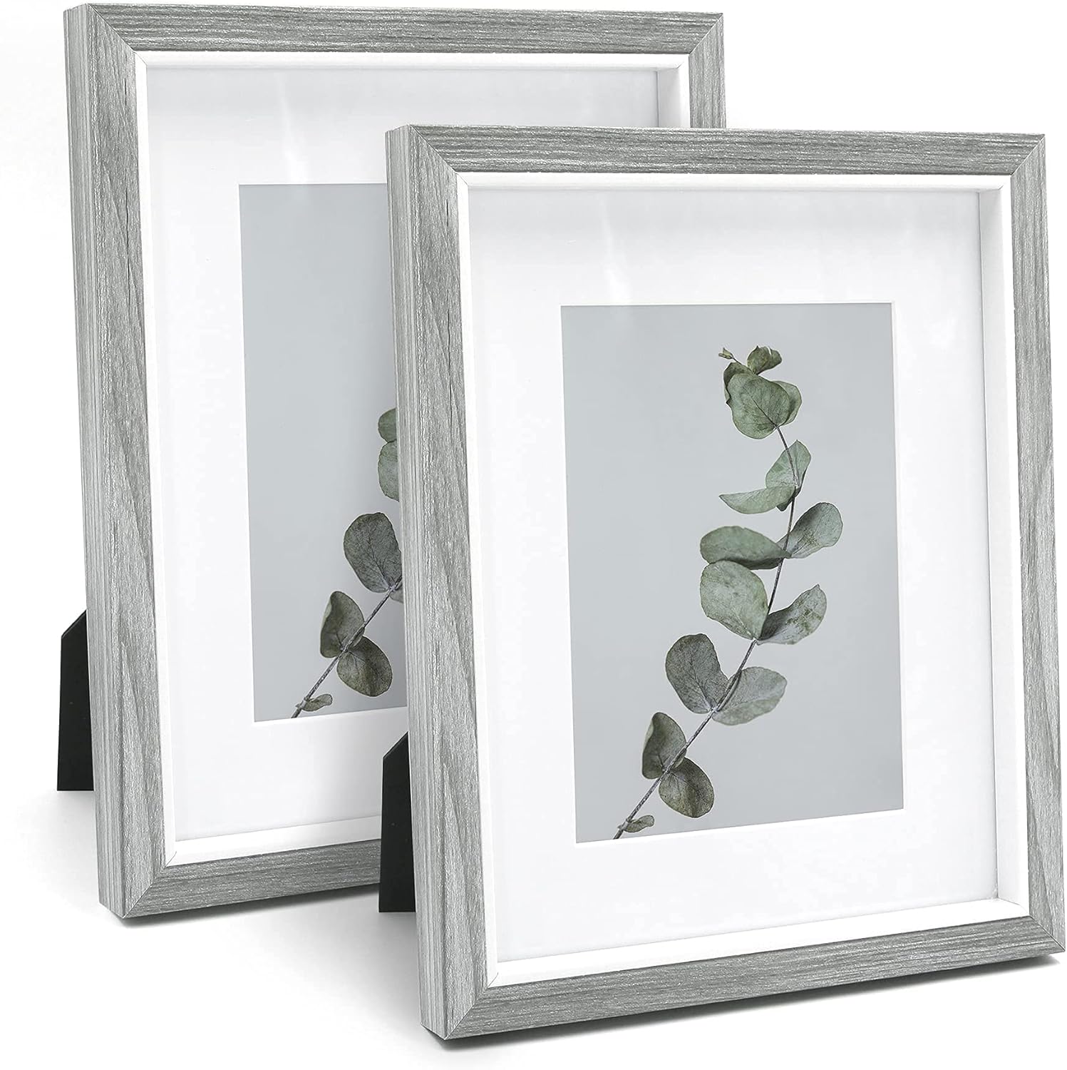 Afuly 8x10 Picture Frame 5x7 Picture with Mat Display, Grey Wood Grain Deep Photo Frames Wall Desktop Home Collage Decor, Unique Gifts for Birthdays Weddings Graduation Anniversary Grey 8x10