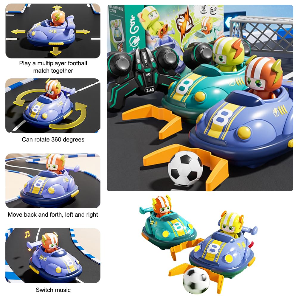 Auto scooter telecomandato per bambini, 2 pezzi RC Bumper Car, auto scooter telecomandata per bambini con luce LED e musica, controllo remoto a 360°, regalo per bambini, ragazzi e ragazze