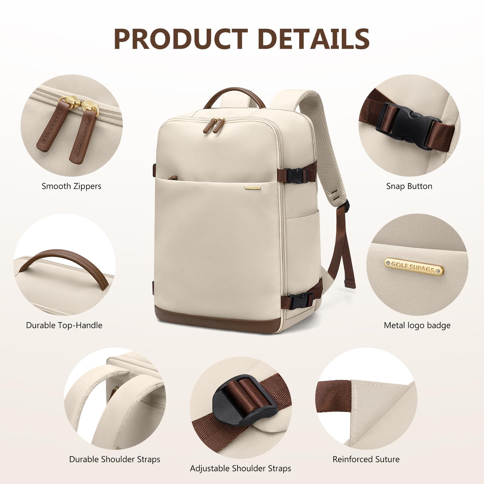 GOLF SUPAGS Zaino Ryanair Zaino da Viaggio Aereo Bagaglio a Mano Borse per Laptop da 17.3 Pollici Donna Uomo Casual Daypack per il Viaggio Lavoro Scuola