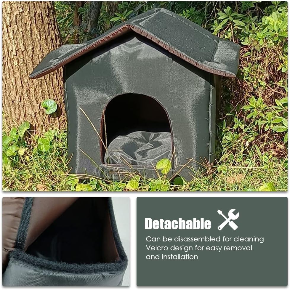 Feral Cat House for Outdoor Cat Insulated with Waterproof Roof Warm Cushion Weatherproof Protection Cat Dog Tent Stray Cat Shelter Pet House for Winter