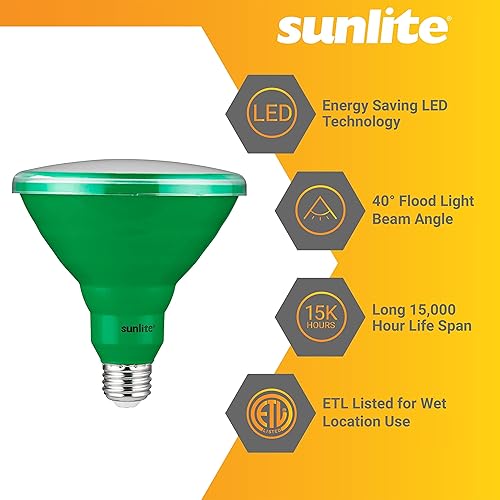 Miniatura 8 de Sunlite 40244 - Foco empotrable LED PAR38 de color, 15 vatios (equivalente a 75 W), base mediana (E26), reflector, certificación ETL, azul, paquete