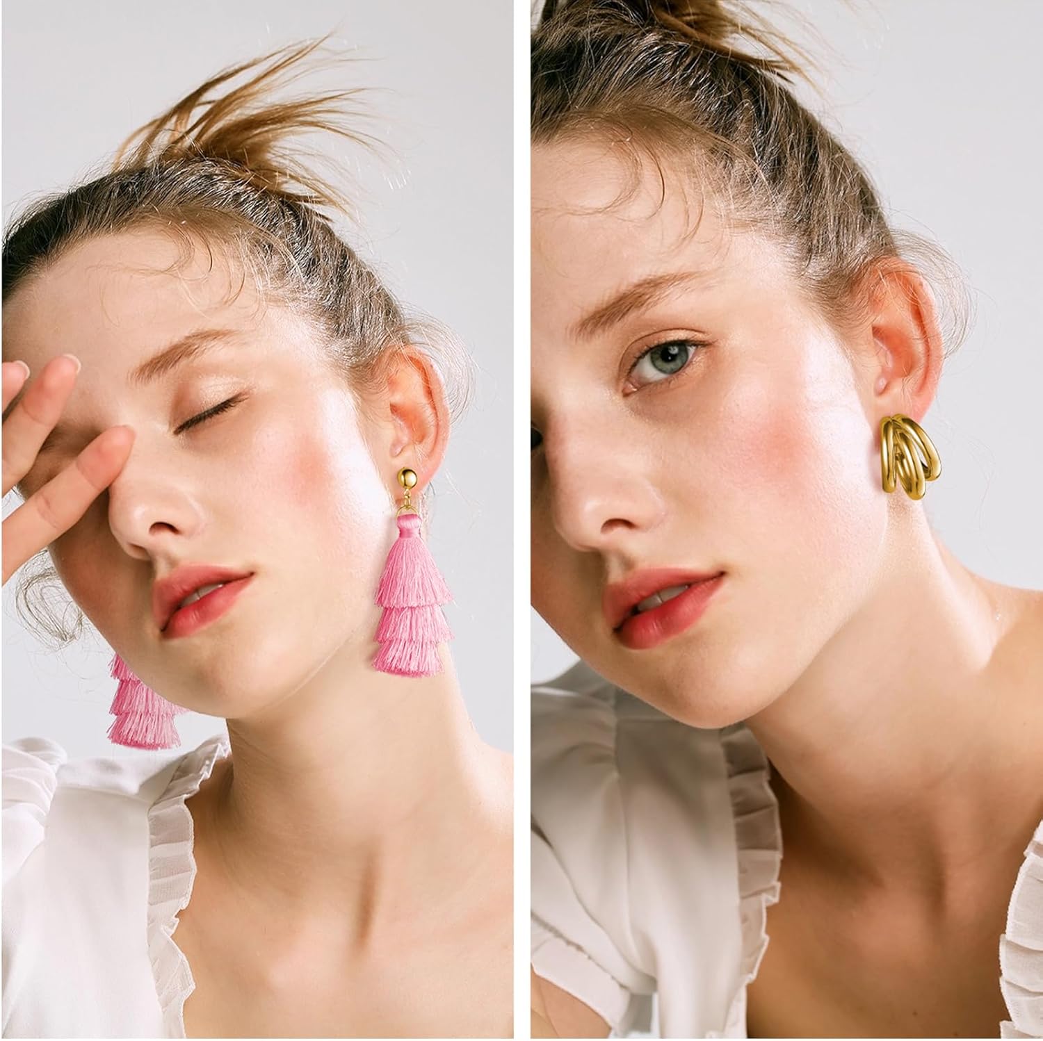 Earrings Set for Women, Funtopia Fashion Tassel Earrings Acrylic Hoop Stud Drop Dangle Earrings for Birthday Party, Assorted Styles and Colors - Image 7