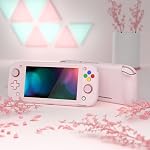 PlayVital for Switch Lite Case ZealProtect w/Screen Protector & Thumb Grips & Button Caps, Ergonomic Grip Cover Hard Shell for Nintendo Switch Lite Accessories - Peach Blossom Pink