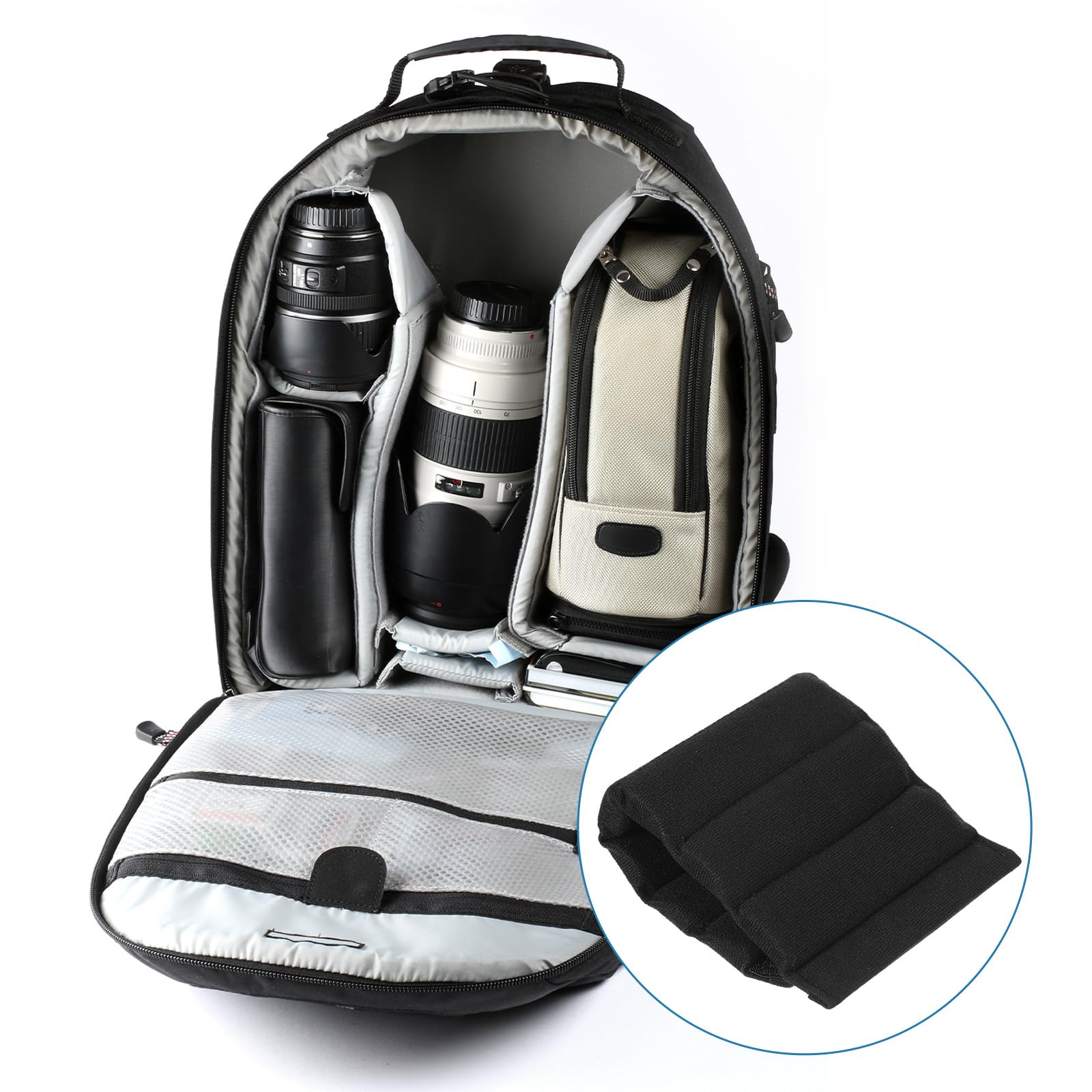 PATIKIL Divisor de Bolsa de Cámara, 2Pcs 26.5cmx12.5cmx1.4cm Almohadilla Separadora de Bolsa de Cámara A Prueba de Golpes Protector de Lentes para Cámara Organizadora Universales, Negro