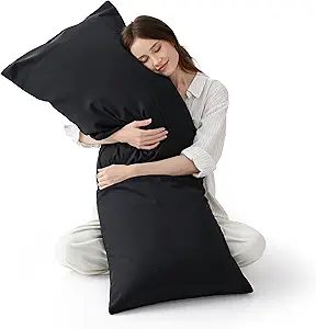 Bedsure Body Pillow Cover, Cooling Body Pillow Pillowcase for Hot Sleepers, Rayon Derived from Bamboo Black Pillowcase, Breathable & Soft Long Pillow Case Cover with Envelope Closure, 20x54 Inches