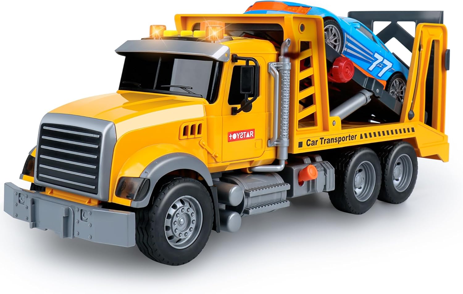 Dwi Dowellin Toy Truck Transport Cars Carrier with Racing Car for Kids Toddlers,Birthday Gifts for Boy Toddler Child 3 4 5 6 Years Old