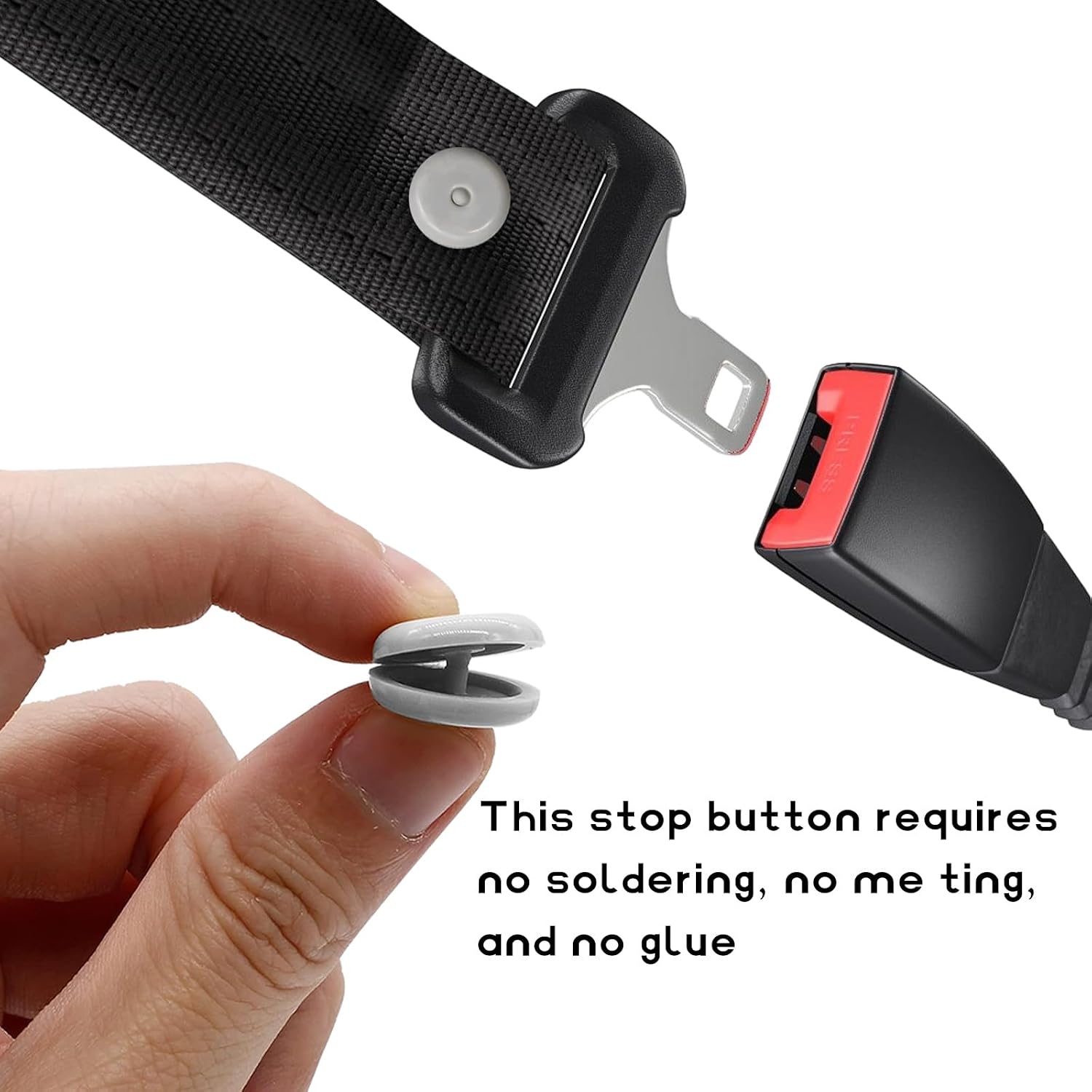 10 Sets Seat Belt Button Stop, Snap-on Seatbelt Stopper Prevent Buckle from Sliding Down, Universal Fit Stopper Button Plastic Seat Belt Buckle Clip Stop, Car Accessories (Gray)