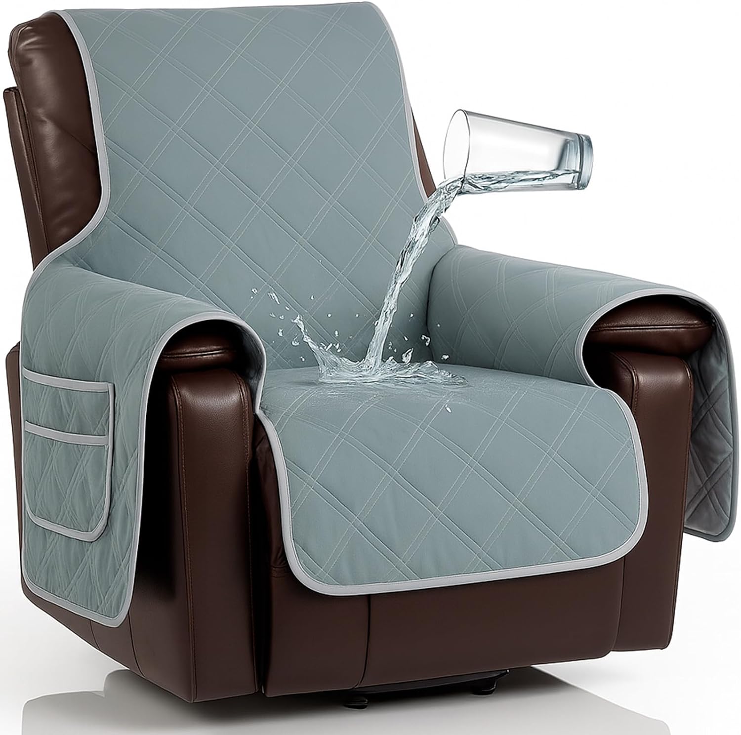 Sures Waterproof Recliner Chair Covers - Lazy Boy Armchair Slipcover, Stay in Place for Pets - Seat Covering for Electric Reclining Couch with Arms - Protector for Leather, Washable - for Incontinence