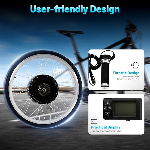 Miniatura 4 de Kit de conversión de bicicleta eléctrica, 48 V, 1000 W, 26 pulgadas, rueda trasera, kit de conversión de bicicleta eléctrica, motor potente,