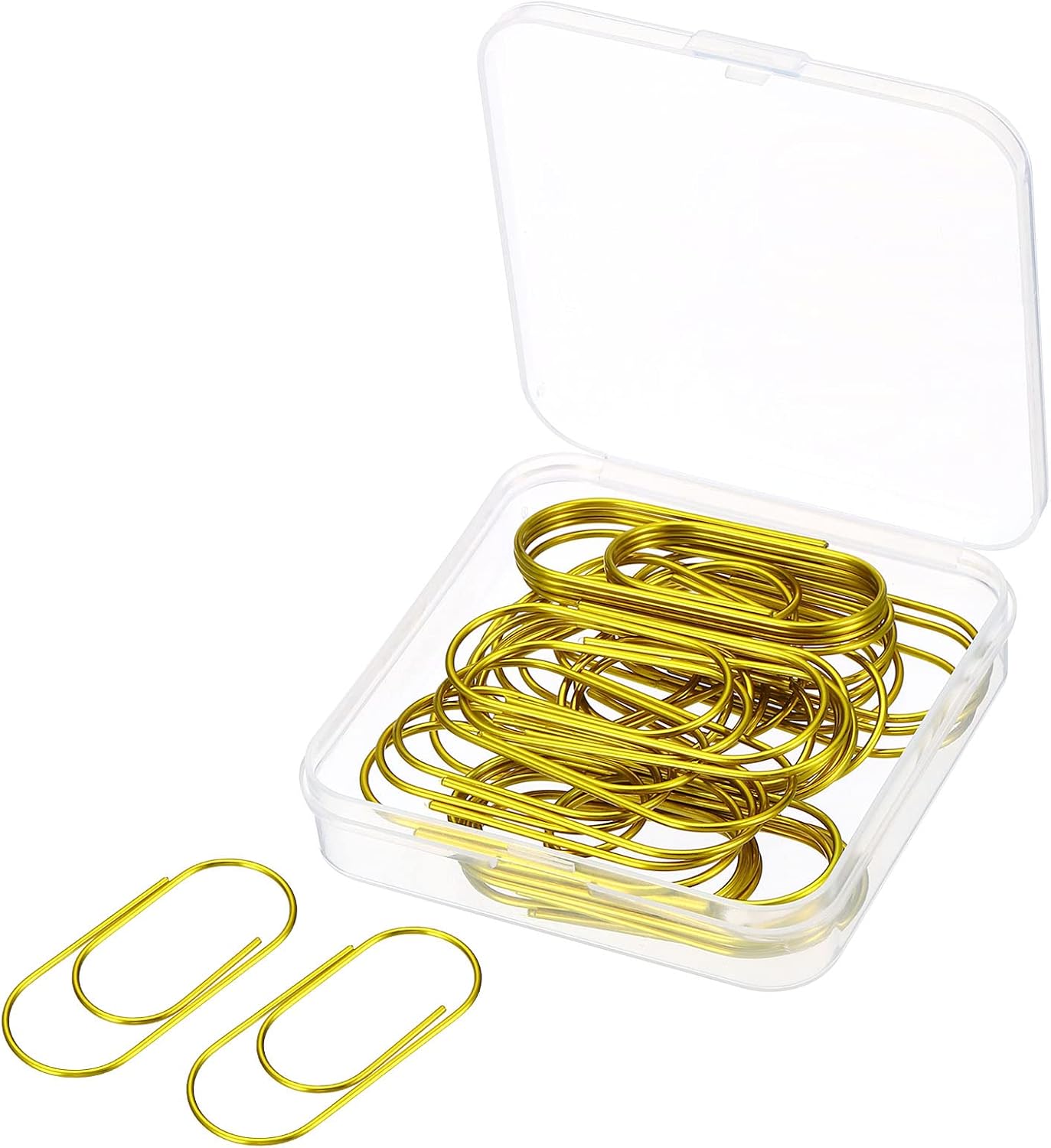 MECCANIXITY Wide Paper Clip Coated Large Clips Bookmarks with Box 2 Inch Gold Tone for Organize Office Home, Pack of 30
