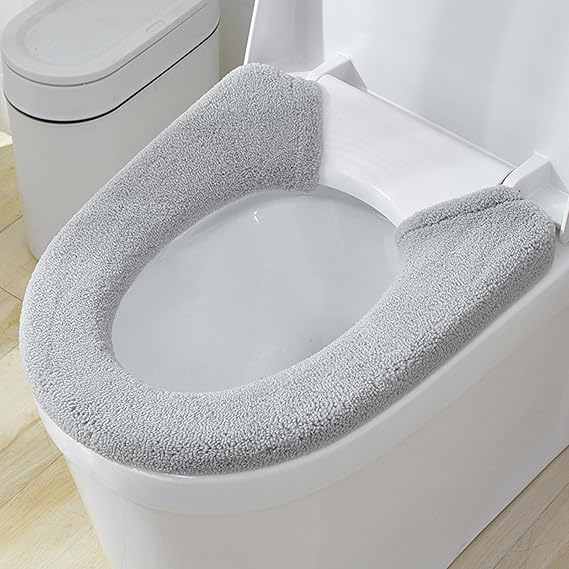 Gukasxi 1 Pcs Toilet Seat Warmer Cover, Soft Thicker Toilet Seat Cover Cushion Pads, Button