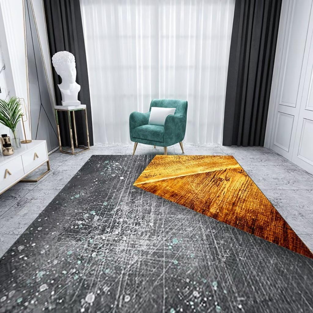 Tapis tendance au motif géométrique abstrait noir pour salon