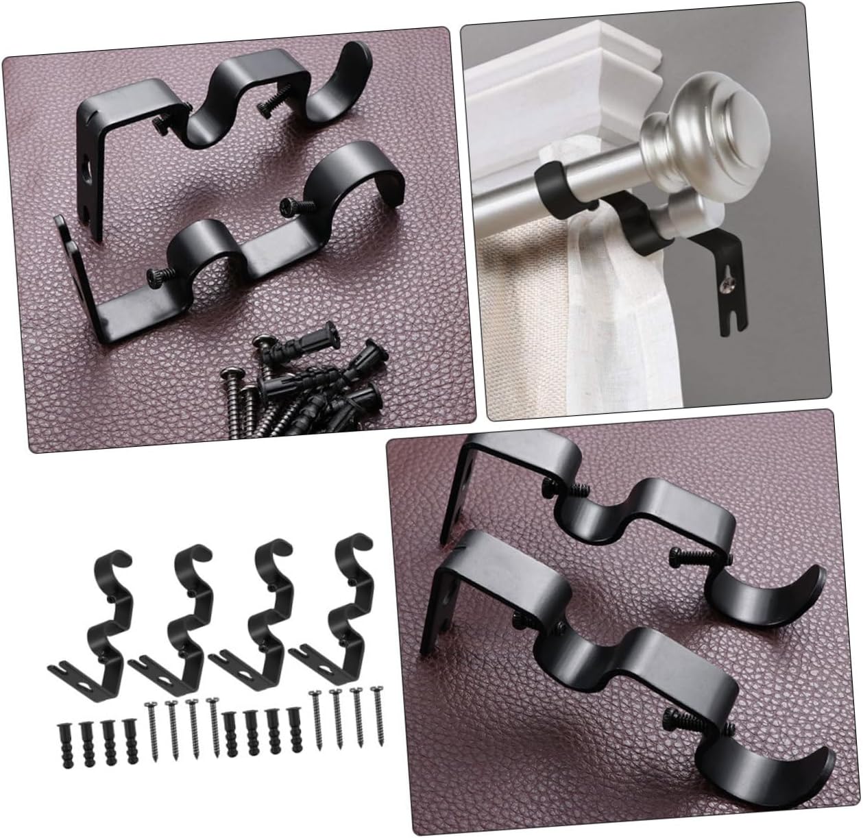 MAGICLULU 4pcs Heavy Duty Adjustable Curtain Rod Brackets Extendable Sturdy Holders for Installation for Living Room Bedroom and Kitchen Decor