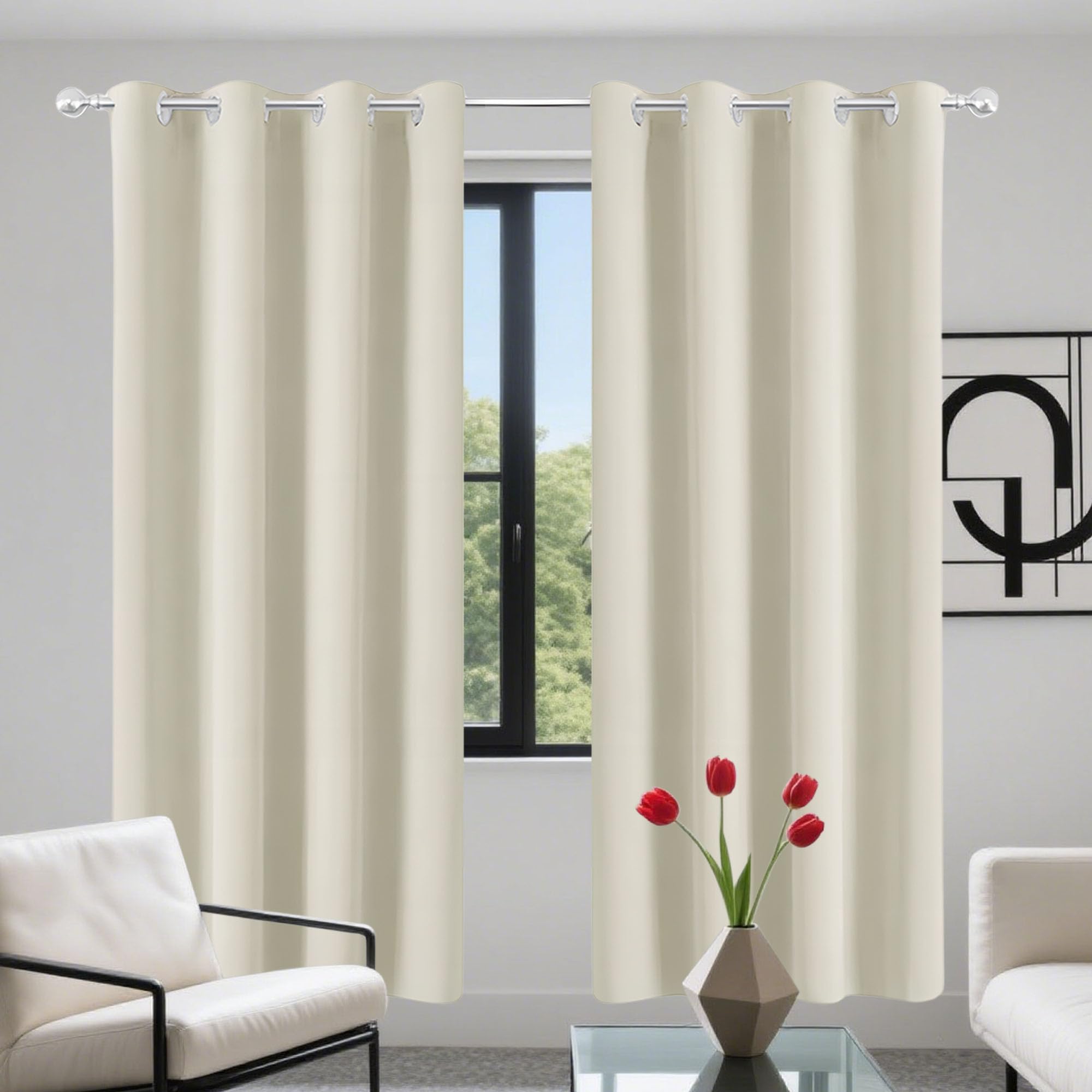 Rideau occultant thermiques 200 x 300 cm beige pour décoration de salon et de chambre