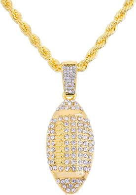 Gold Plated Iced Pave Sports Football Pendant HC 1321 G