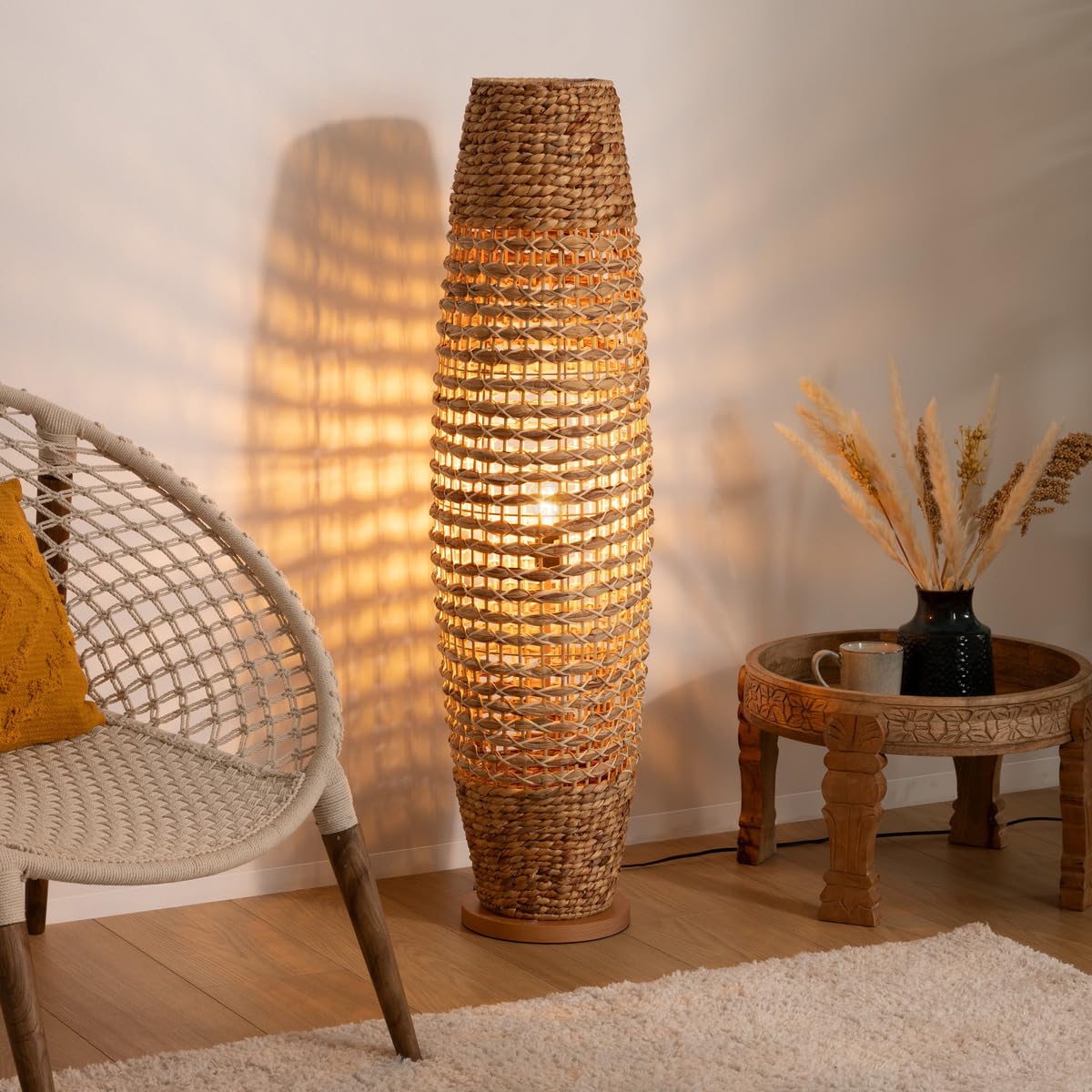 Atmosphera - Lámpara de pie «Sand» - metal y papel H 118 cm