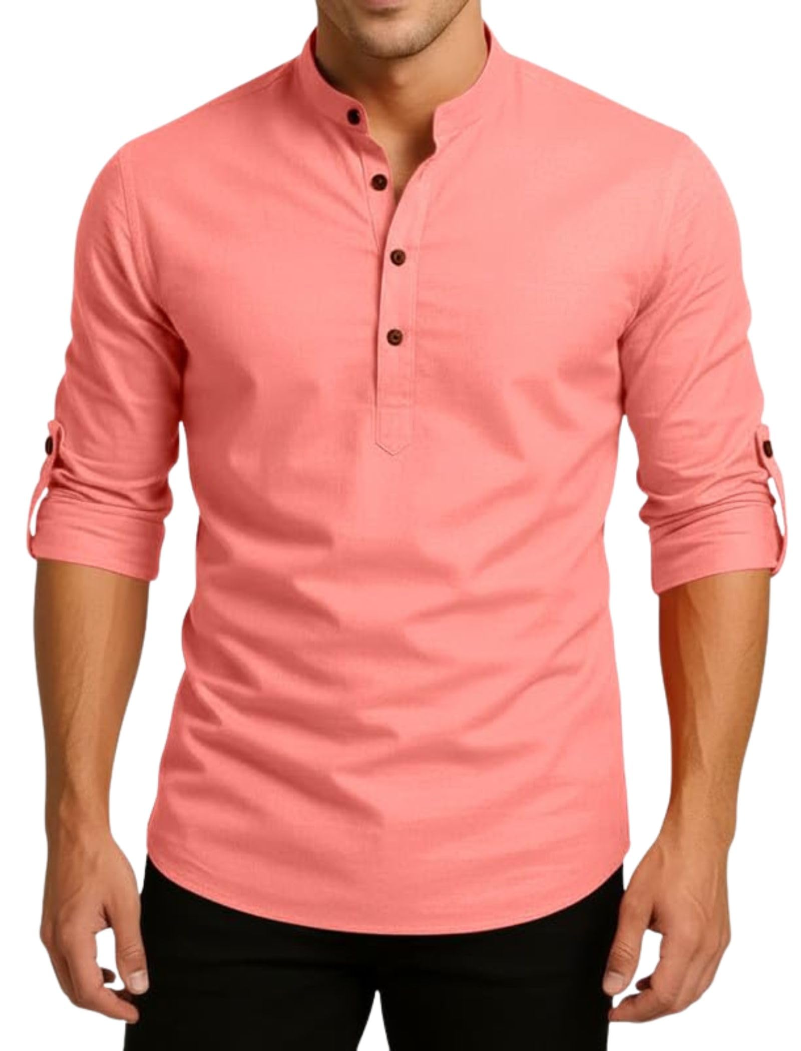 Men's Regular Fit Solid Pattern Cotton Polyester Blend Short Kurta with Mandarin Neck Long Sleeve Standard Length and Pull On Closure Type |Mens Short Kurta Silk-image-15