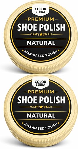 Color Zebra Leather Shoe Wax Polish – Natural | 2 x 40g Pack | Premium Wax Based Polish for Leather Shoes, Boots & Bags | ...
