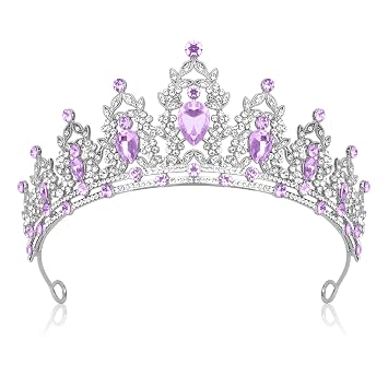 Crown, Tiara for Women, Purple Rhinestone, Silver Metal, Fashion Headband, Adult Womens Queen Crown, Birthday Party, Wedding, Prom, Pageant, Gift