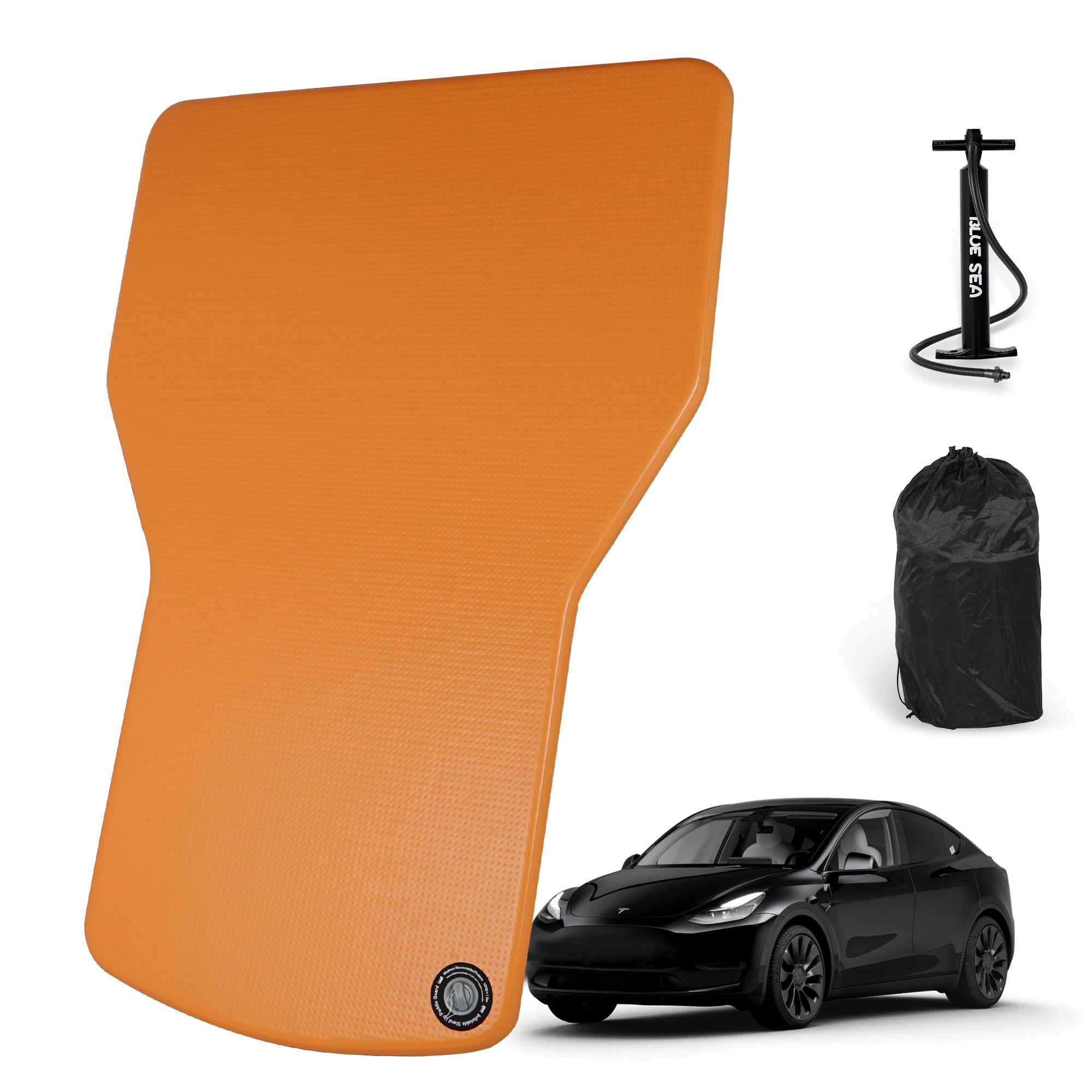 HIKULA Customized for Tesla Model Y Air Mattress, Drop Stitch Portable Camping Mattress, Comfort Car Sleeping Mat with Manul Air Pump,Storage Bag, Tesla Model Y Accessories
