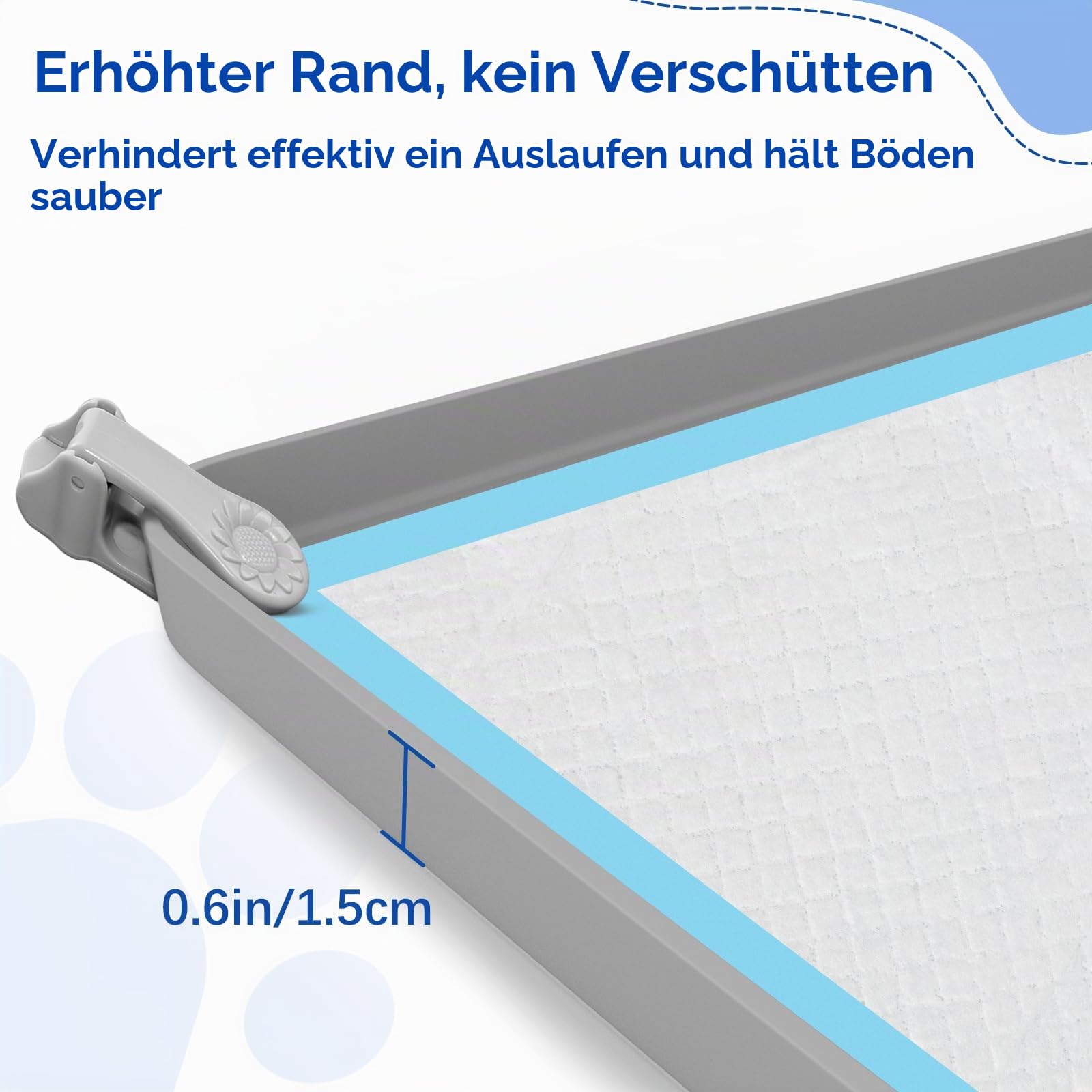 VavoPaw Hund Urinierpad Halter, 24" × 24" Welpen Unterlagen Halter mit Klammen, Erhöht Kante Lecksicher Hundetoilette Halter, Wasserdicht Silikon PIPI Matten Halter, Leicht zu Reinigen Welpentoilette