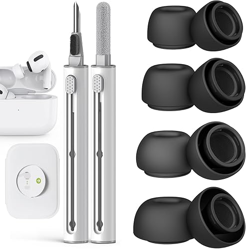 Compatible con AirPods Pro 21 generación de almohadillas de repuesto, con orificio de reducción de ruido y kit de limpieza, pantalla protectora