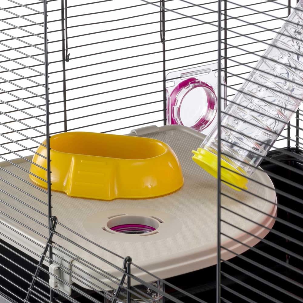 Ferplast Jaula Hámster Village 80, Jaula para Hámster de 5 Niveles con Casita y Bebedero, Túnel de Juegos para Hámster, Rueda Hamster, 82 x 51 x h 62 cm, en Metal Pintado y Plástico