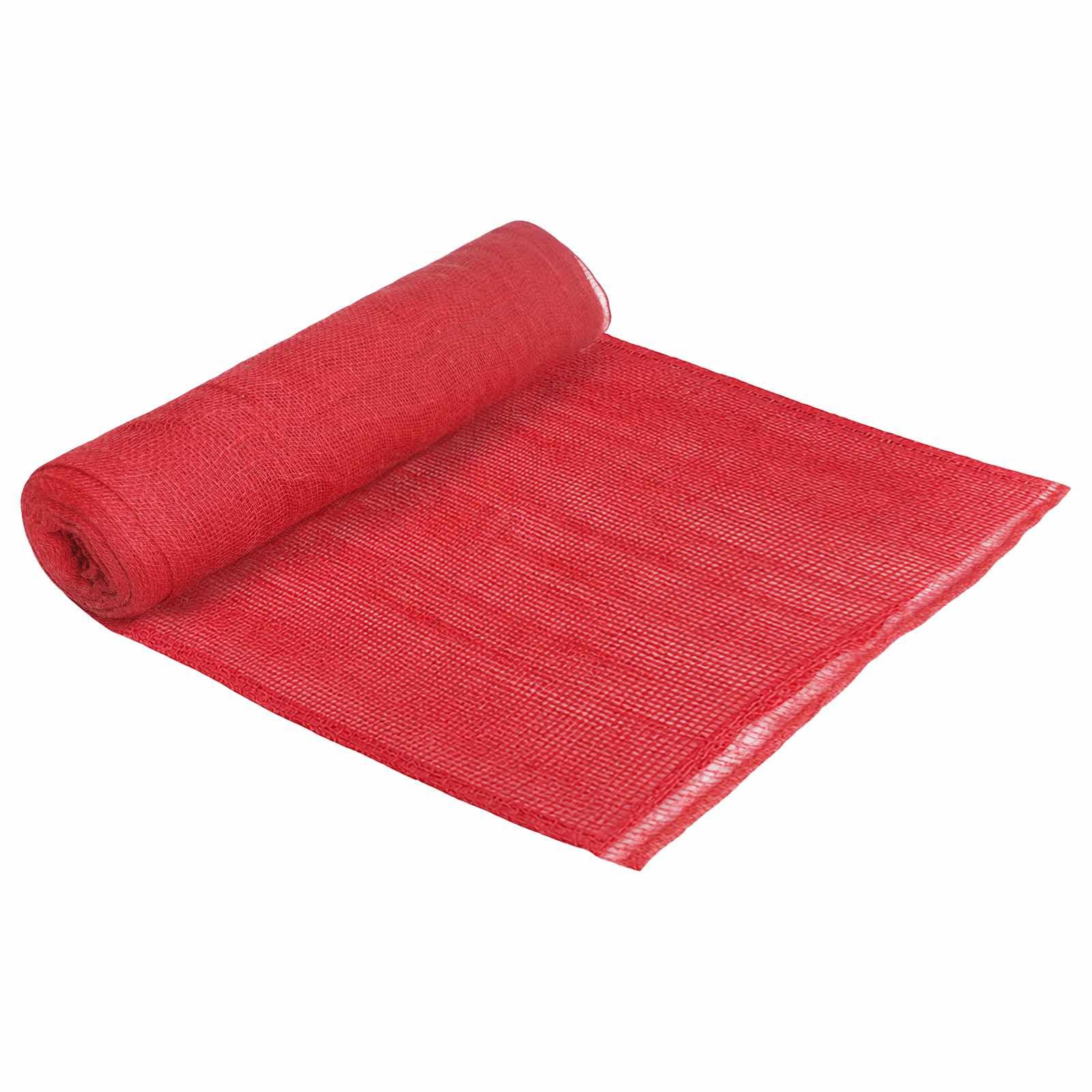 Rollo de yute rojo 160 x 500 cm textil decorativo orgánico beige para DIY