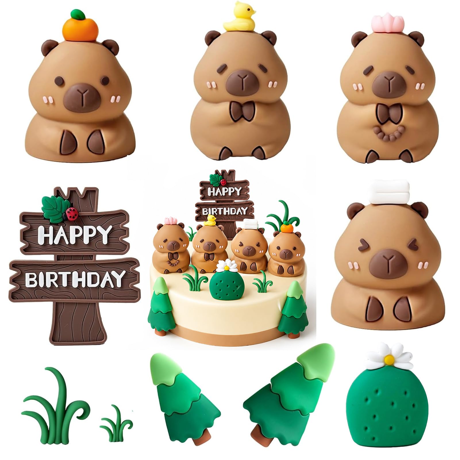 YONEEKSS 10 Piece Capybara Cake Decorations Set for Birthday Cakes
