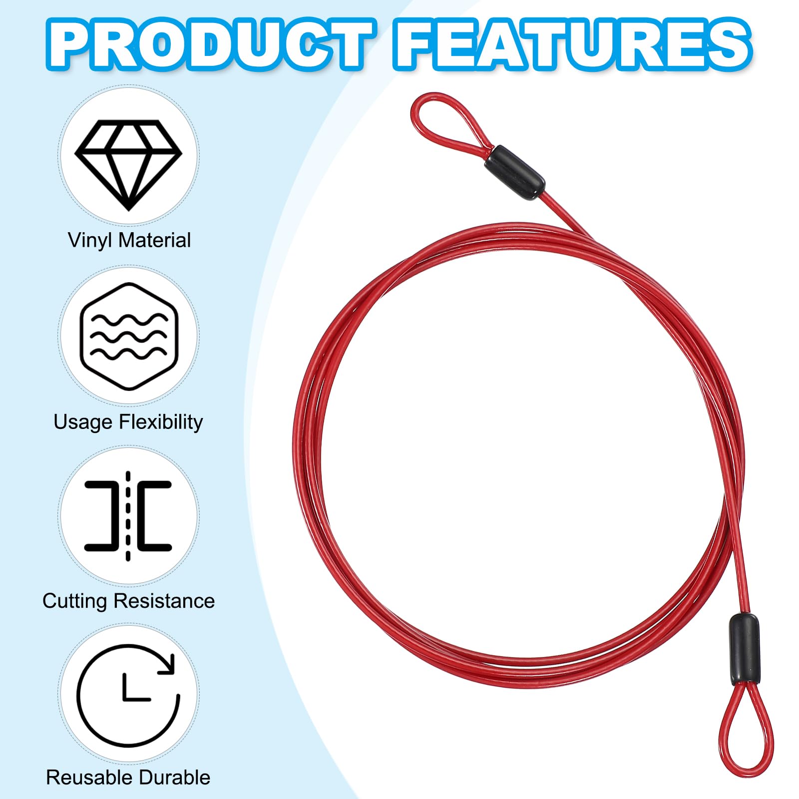 PATIKIL 1/8" Dia Vinyl Coated Stainless Steel Cable with Loops - Image 4