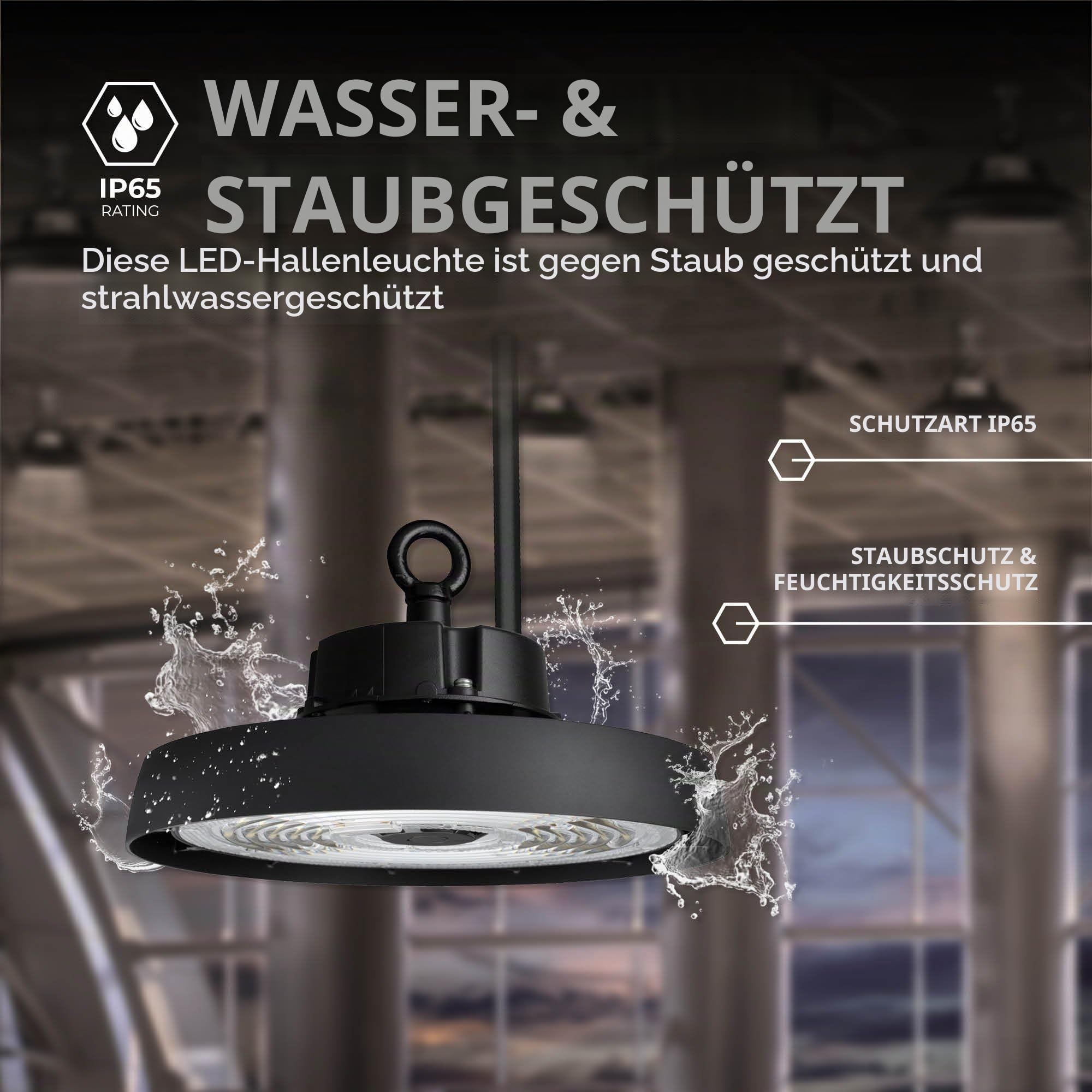 Ledvion Energieeffiziente LED-Hallenstrahler 80W, Energieklasse A, 192lm/W, 15.360 Lumen, 4000K, IP65, Dimmbar, 5 Jahre Garantie, Professionelle UFO Lampe, IP65-Zertifizierung | 192 lm/W (Klasse A), Sosen-Treiber, dimmbar, IP65