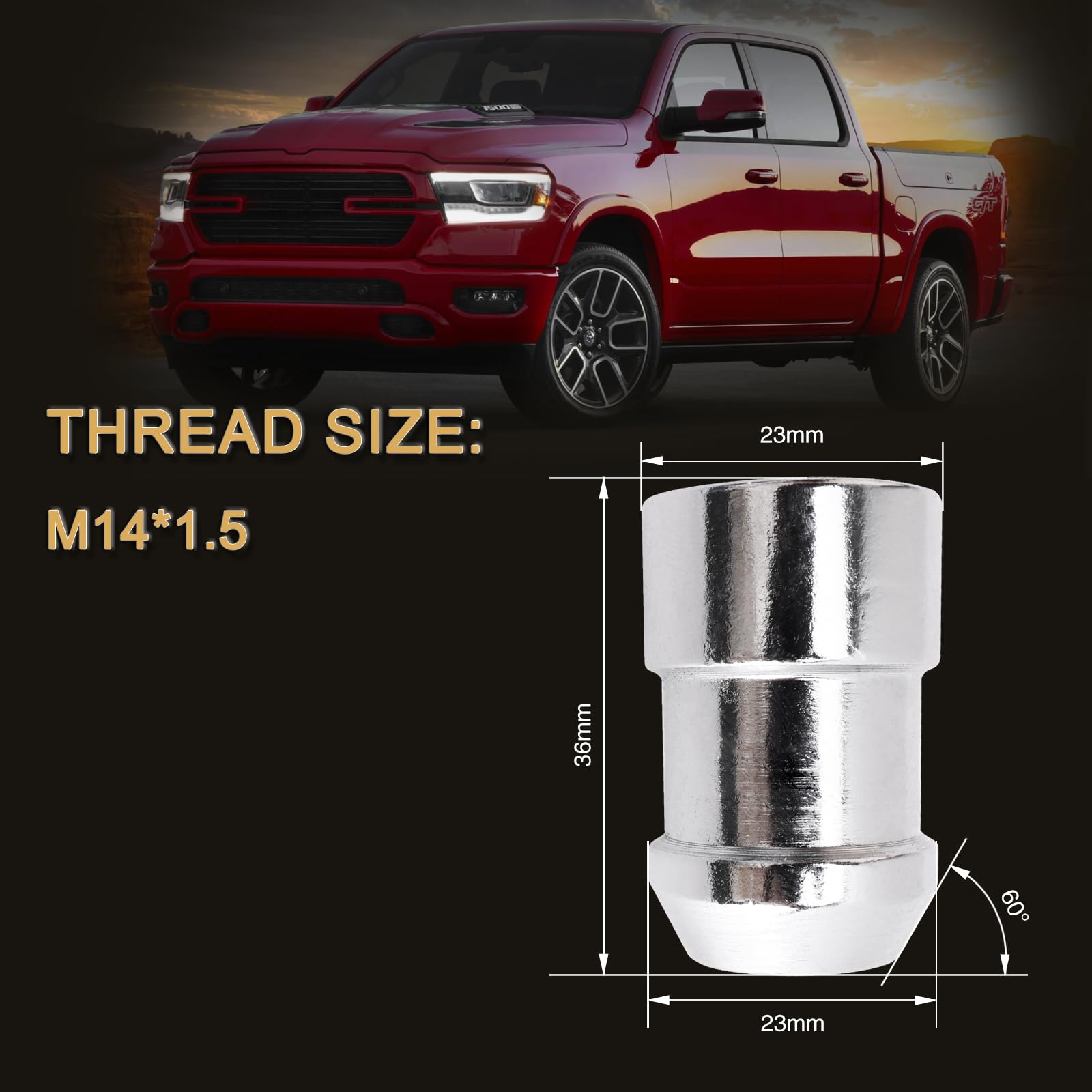 YYHHZZ M14 x 1.5mm Wheel Lock Lug Nuts Set, Fits Chevy Silverado Honda Civic Accord Toyota Camry Corolla Nissan Altima Rogue, 4 Locks with 2 Keys