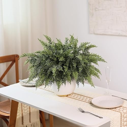 Miniatura 9 de Ramas de cedro de tacto real de 18 pulgadas, 12 piezas, ramas de cedro de Navidad artificiales, tallos de plantas de vegetación falsos realistas