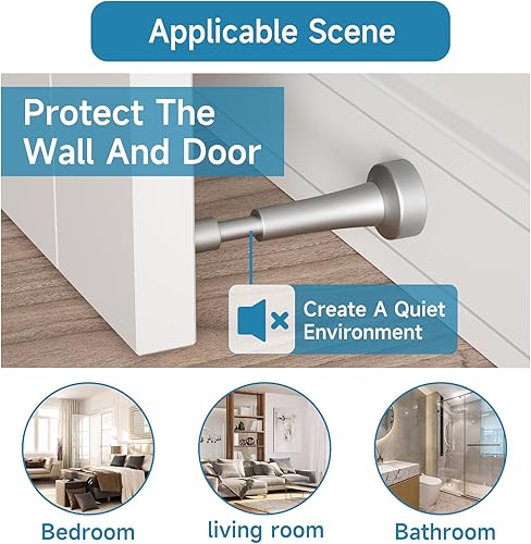 Miniatura 6 de 3 topes de puerta de resorte, topes de puerta de aluminio para parte inferior de la puerta, tecnología de absorción de golpes hidráulicos, tapón de