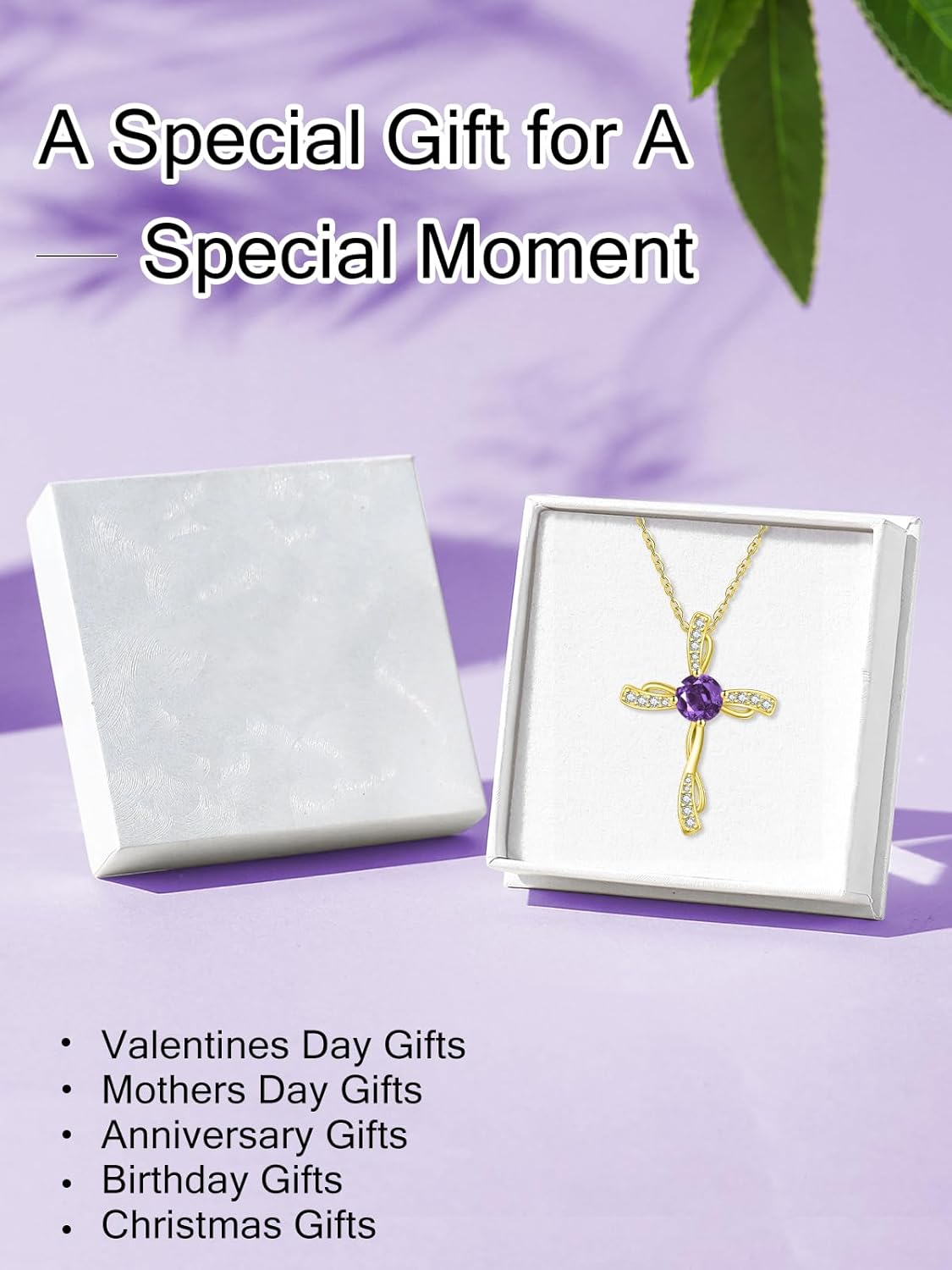 Birthstone Cross Necklace for Women 14K Gold Wedding Anniversary Birthday Gift for Wife Her Protection Christian Jewelry - Image 7