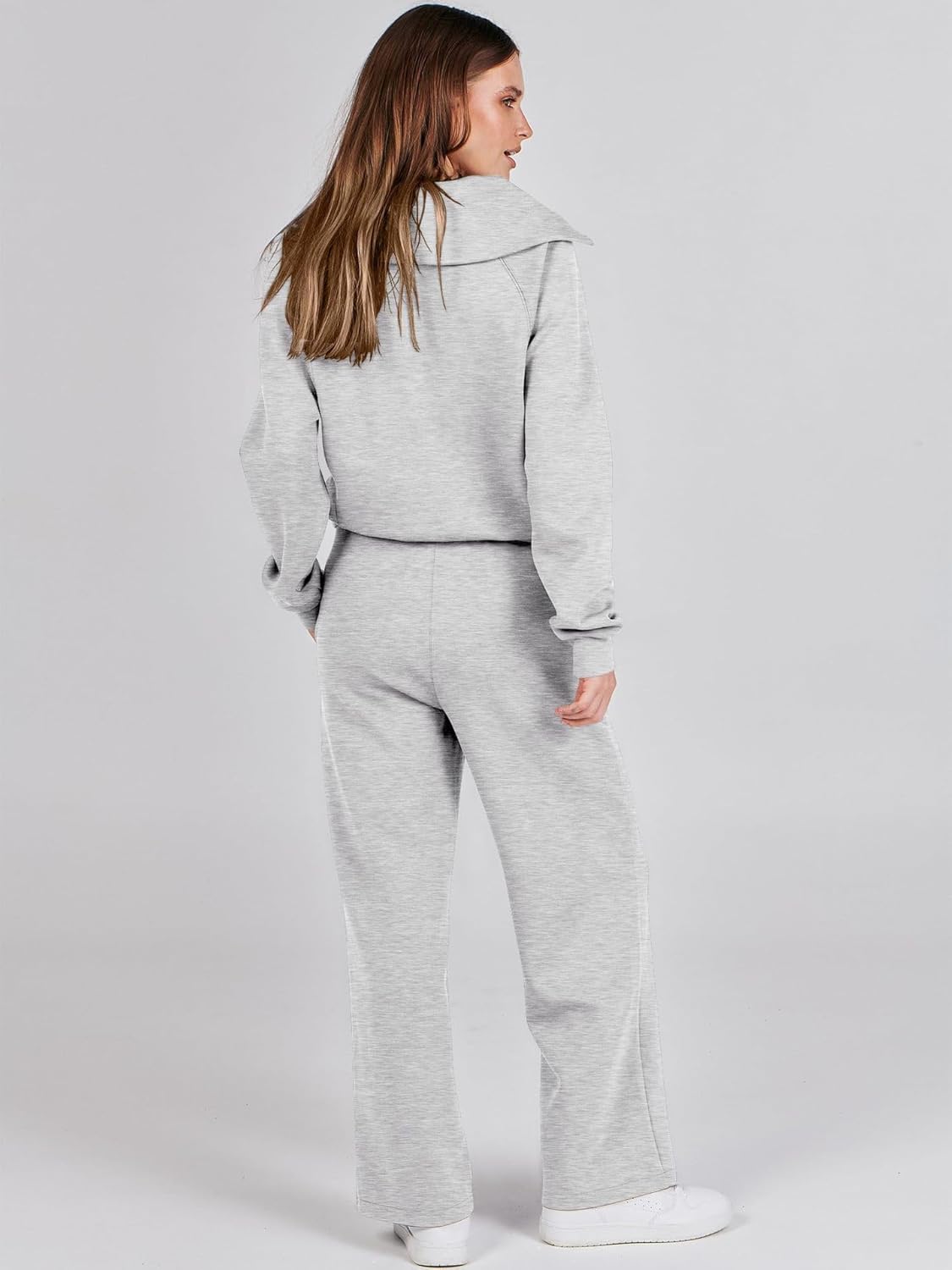 yoeasy Women's Half Zip Sweatershirt Two Piece Outfits Sweatshirts And Wide Leg Pants Sweatsuit Lounge Set