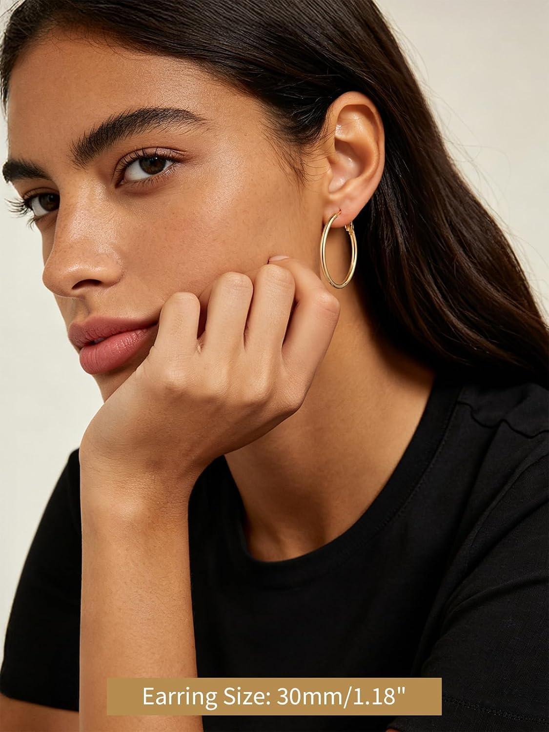 FindChic Silver/Black/Gold Plated Hoop Earrings for Women, 2mm Thin Stainless Steel Hoops from 20mm to 100mm, Lightweight Hypoallergenic Jewelry Gift for Her, with Gift Box