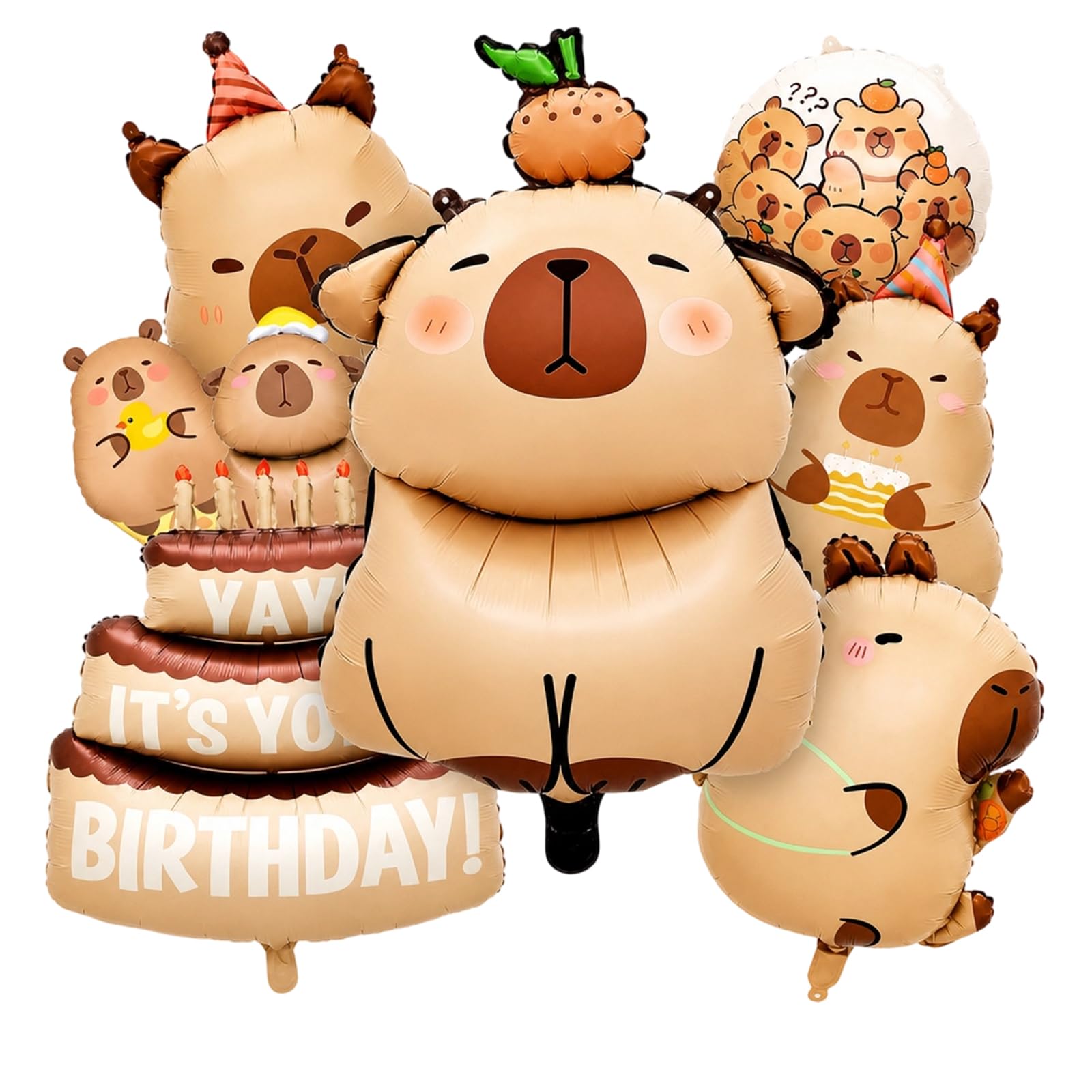 8 Pcs Capybara Balloons Cartoon Animal Foil Balloons Set, Capybara Birthday Decorations, Capybara Animal Balloons, Capybara Balloon for Birthday Party Decorations, Funny Animal Theme Celebrations