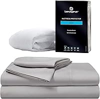 Vista 1 de Bedgear King Basic Bedding Essentials - Juego de sábanas ligeras, impermeables y transpirables, lavables, resistentes a las manchas, color gris claro