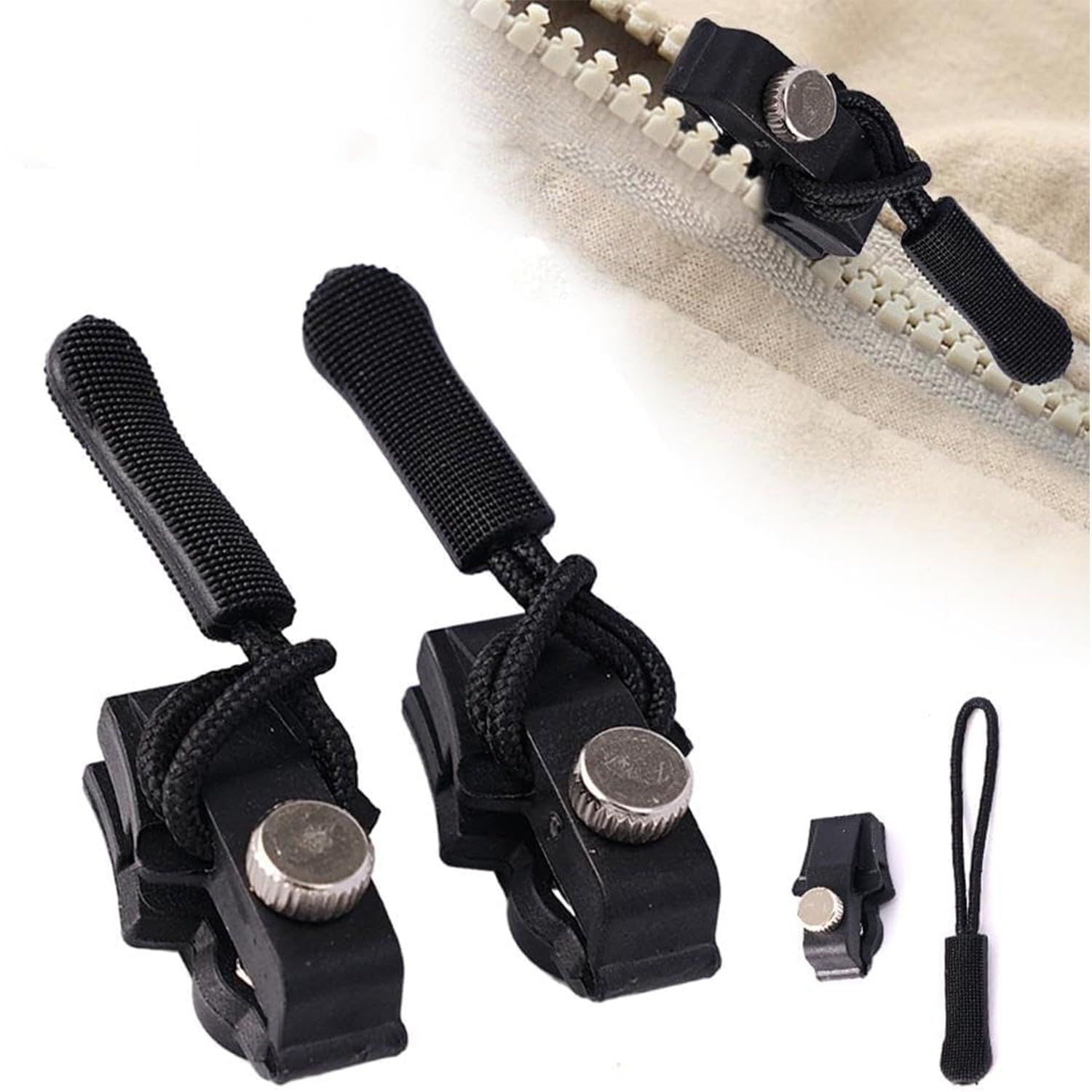 AJARVAR Portable Universal Detachable Zipper Slider - Easy to Use, Durable Replacement Zipper Pull for Bags, Jackets, Luggage, Versatile Design Fits Most Zipper Sizes(Pack of 10)