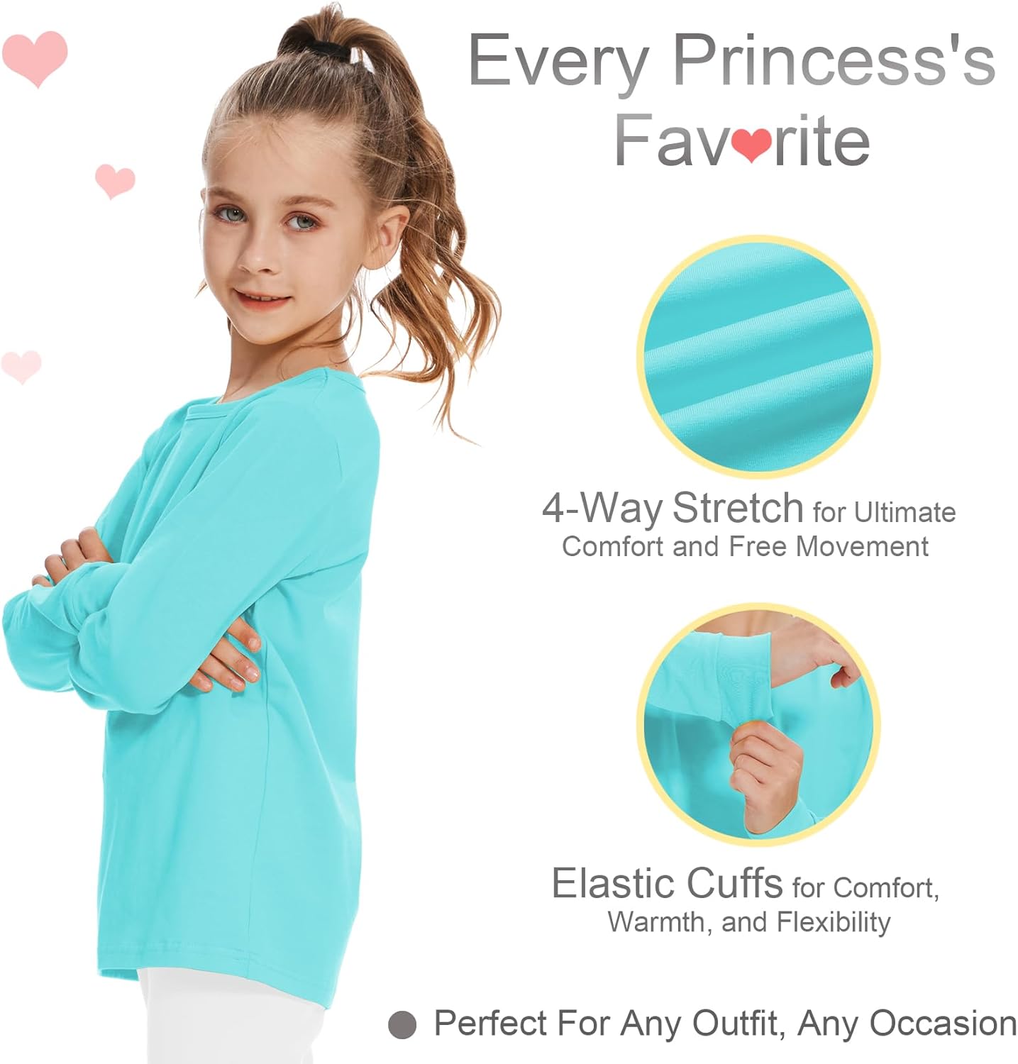 3T 4T 5T to 12 Years Girls Long Sleeve Shirts Kids Cotton T-Shirt Toddler Basic Crew Neck Top - Image 3