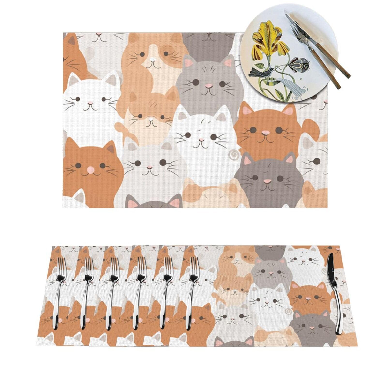 Sets de table tissés en PVC lavables pour table de salle à manger intérieur