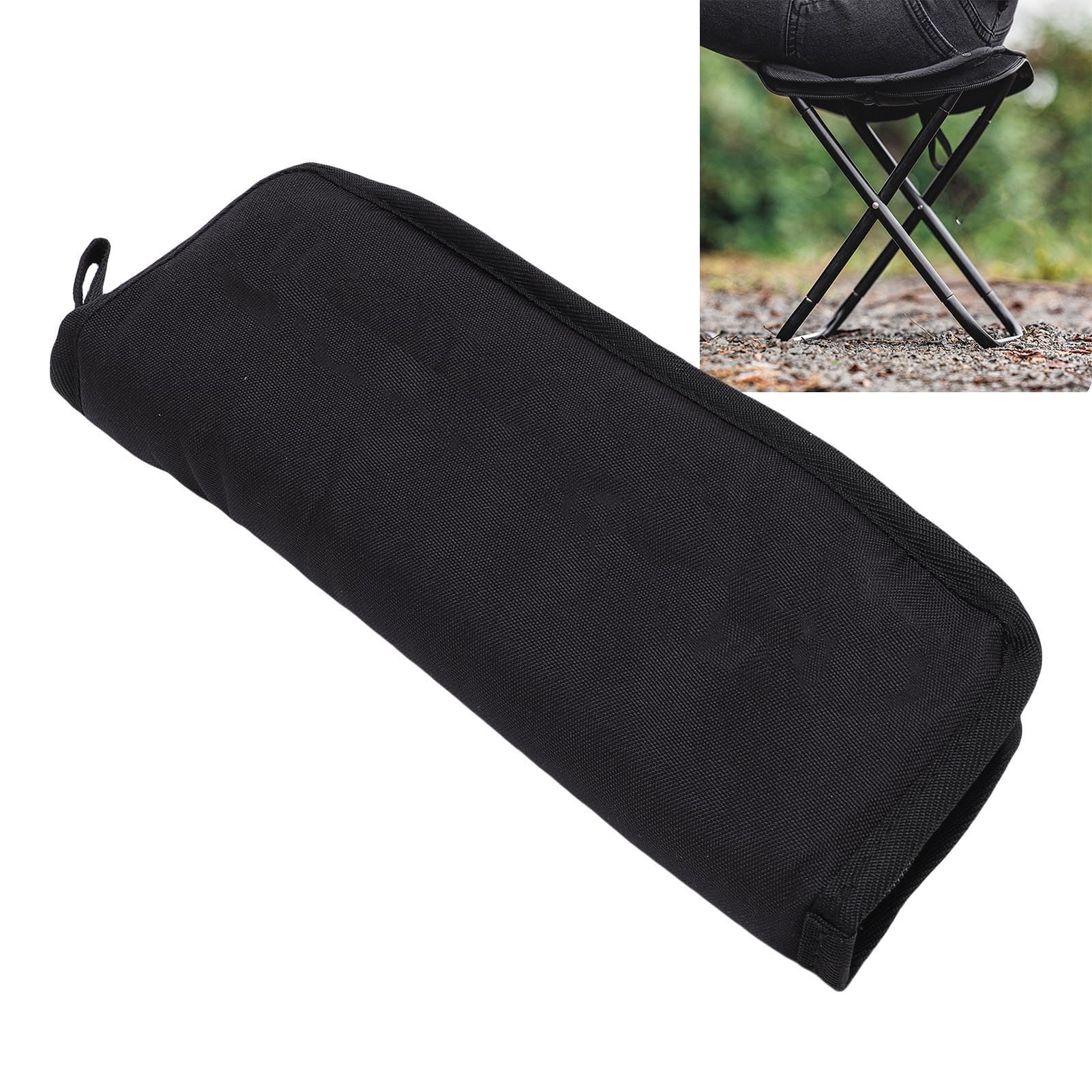 Camping Tabouret Léger en Aluminium Cadre Pliant Tabouret De Stockage Intégré Voyage Randonnée Pêche Plage Noir