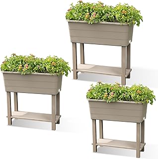 Aoodor 30''×14''×29'' Elevated Raised Planter Box with Legs,Storage Space,Plastic Drainage Plug & Water Level Indicator fo...