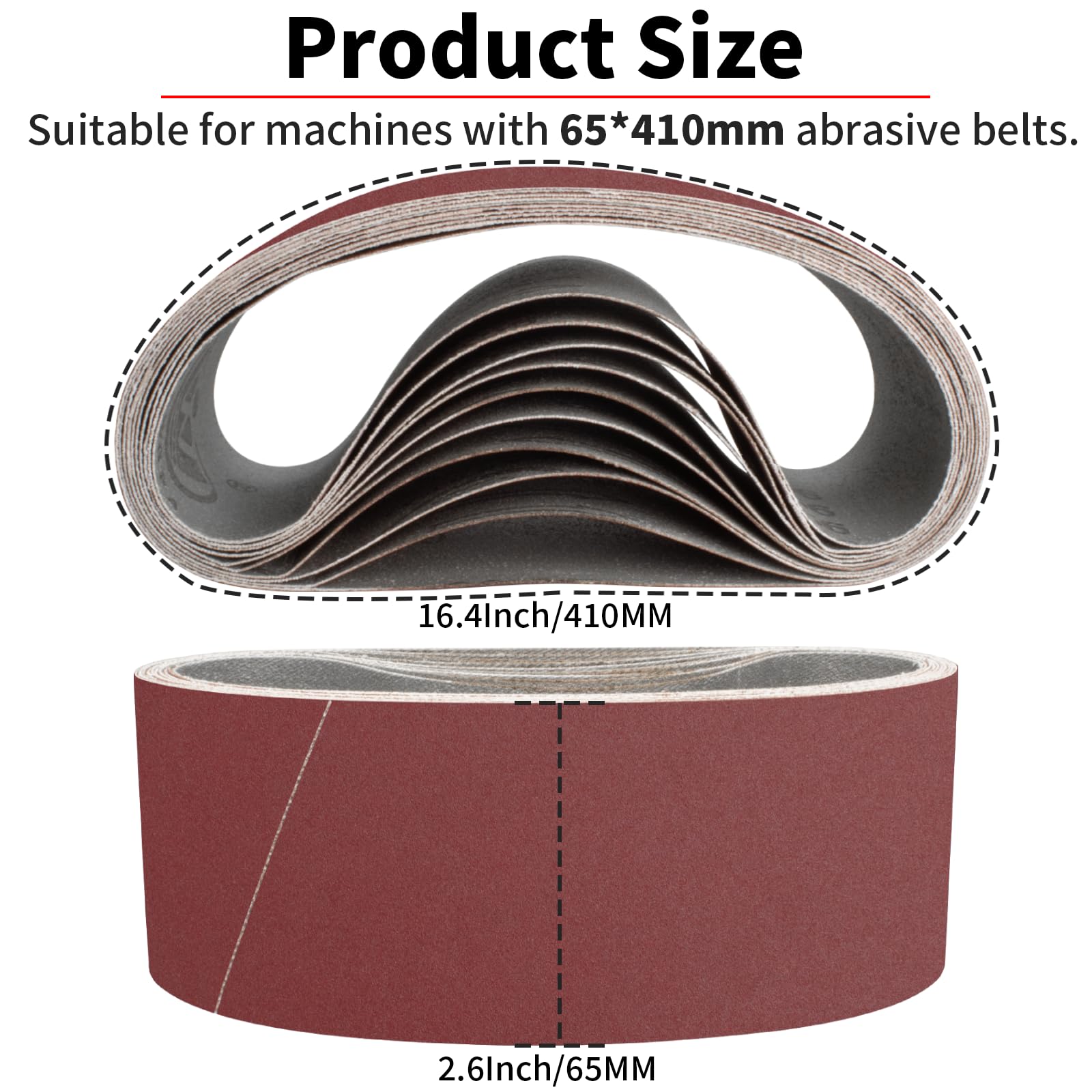 3 Bandes Abrasives Stanley 65x410mm Grain 80 - Pour Ponceuse à Bande - Bois, Métal, Peinture
