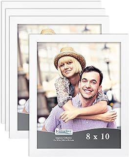 Icona Bay 8x10 Picture Frame Set (White, 4 Pack) Simple Modern Design, Table Top Kickstand and Wall Hanging Hooks Included, Impresia Collection