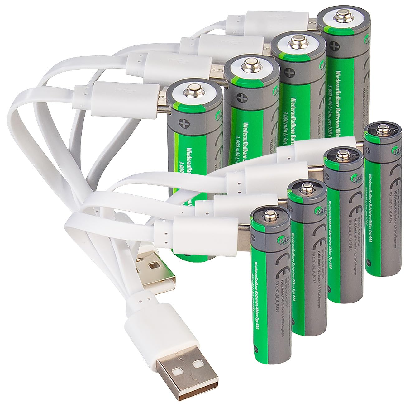 tka Köbele Akkutechnik Li Ion Akkus Typ AA: 8er-Set wiederaufladbare Batterien: 4X AA (3000 mWh), 4X AAA (800 mWh) (Batterien zum Aufladen, Akku Batterie Set, RC)