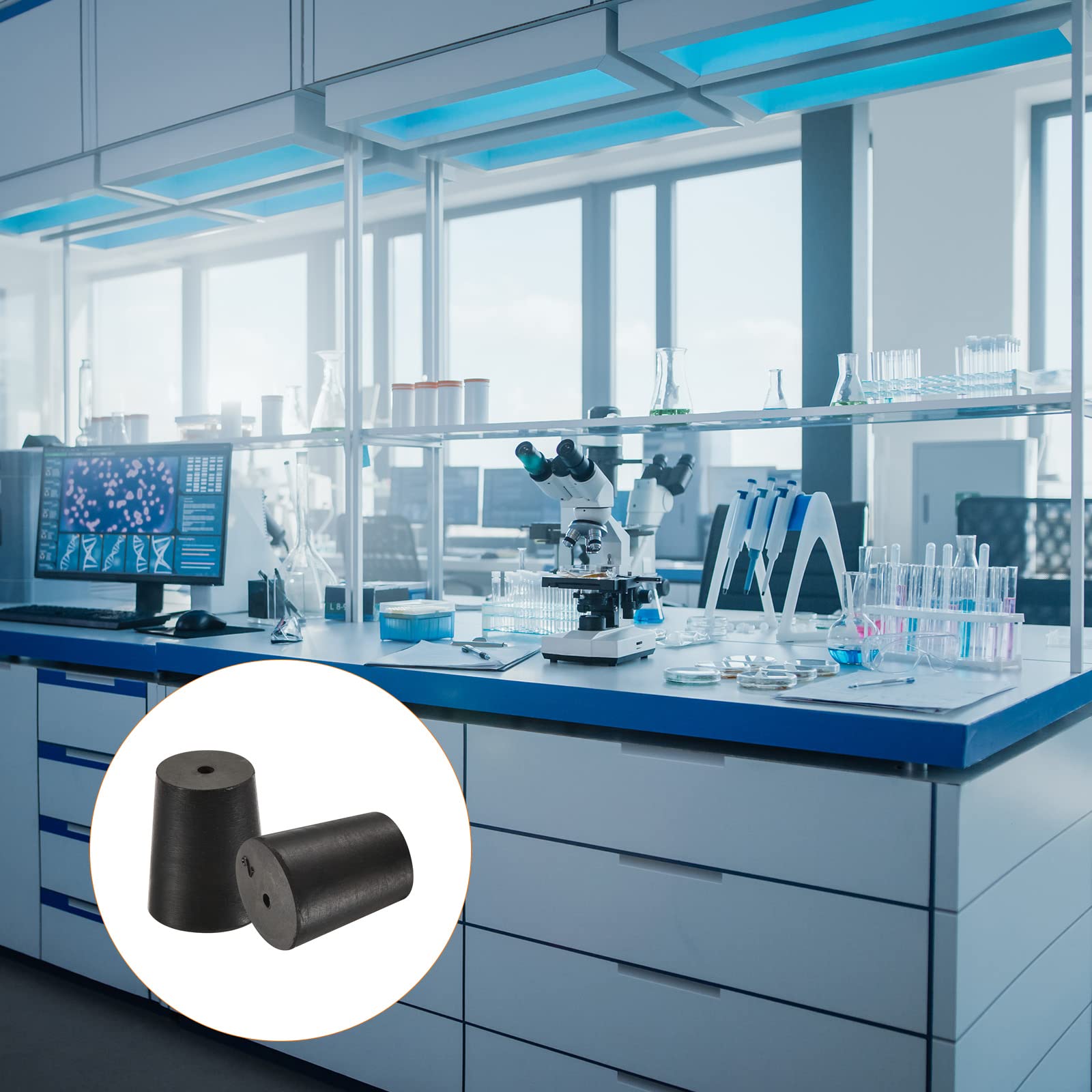 YOKIVE 5Pcs Rubber Stoppers with Hole, Tapered Plugs with High-temperature Resistance | Protect Hole, Great for Lab Industry (Black, 16mm to 20mm) - Image 4