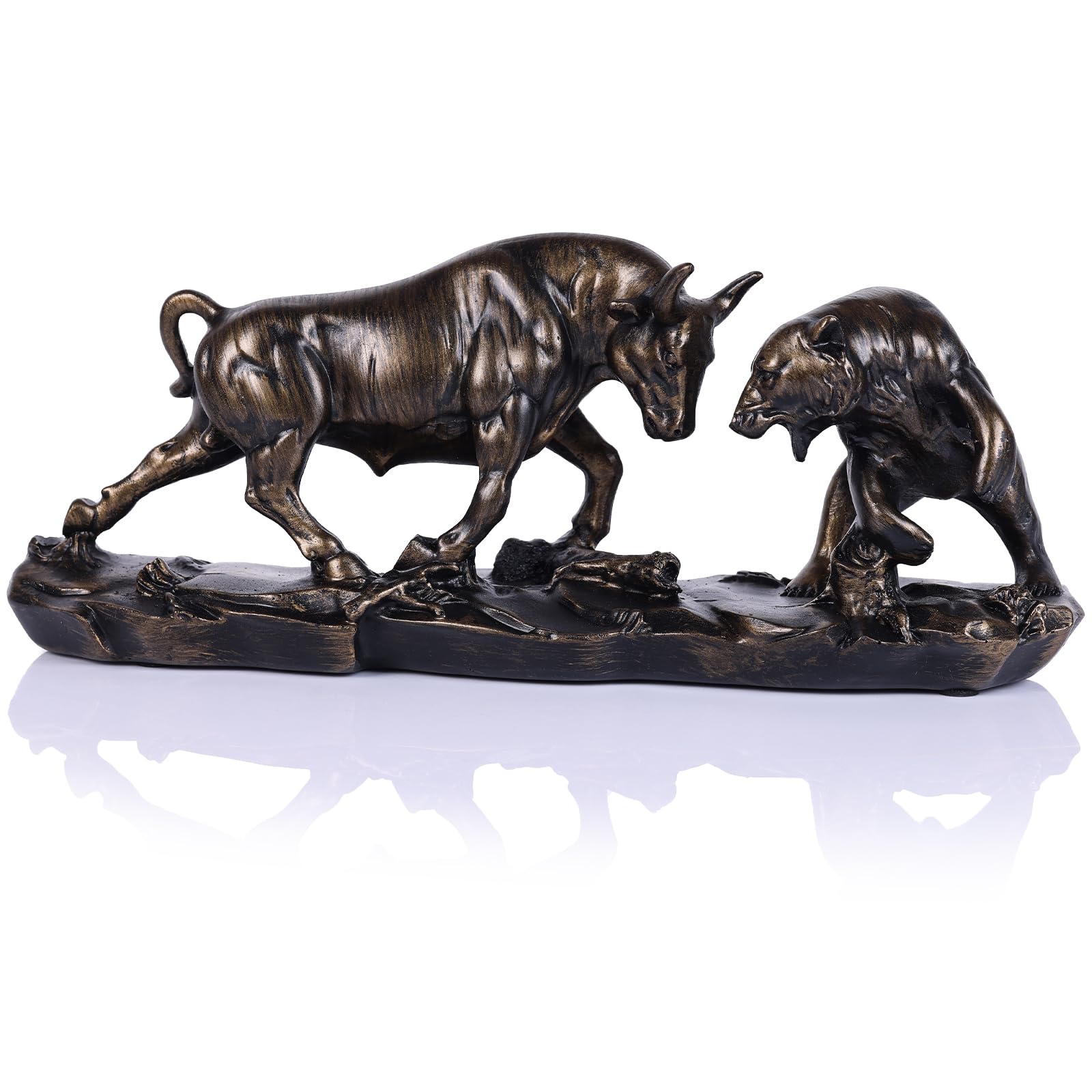 Amazon.com: oliruim 華爾街公牛雕像、牛市和熊市雕像、股市雕塑,適用於辦公室、桌面、書架、客廳、書房、家居裝飾、財務顧問禮物(棕色)  : 居家與廚房